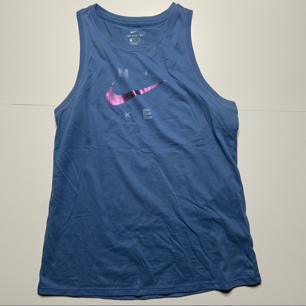 Nike Blue Metallic Women’s Graphic Logo Tank Top